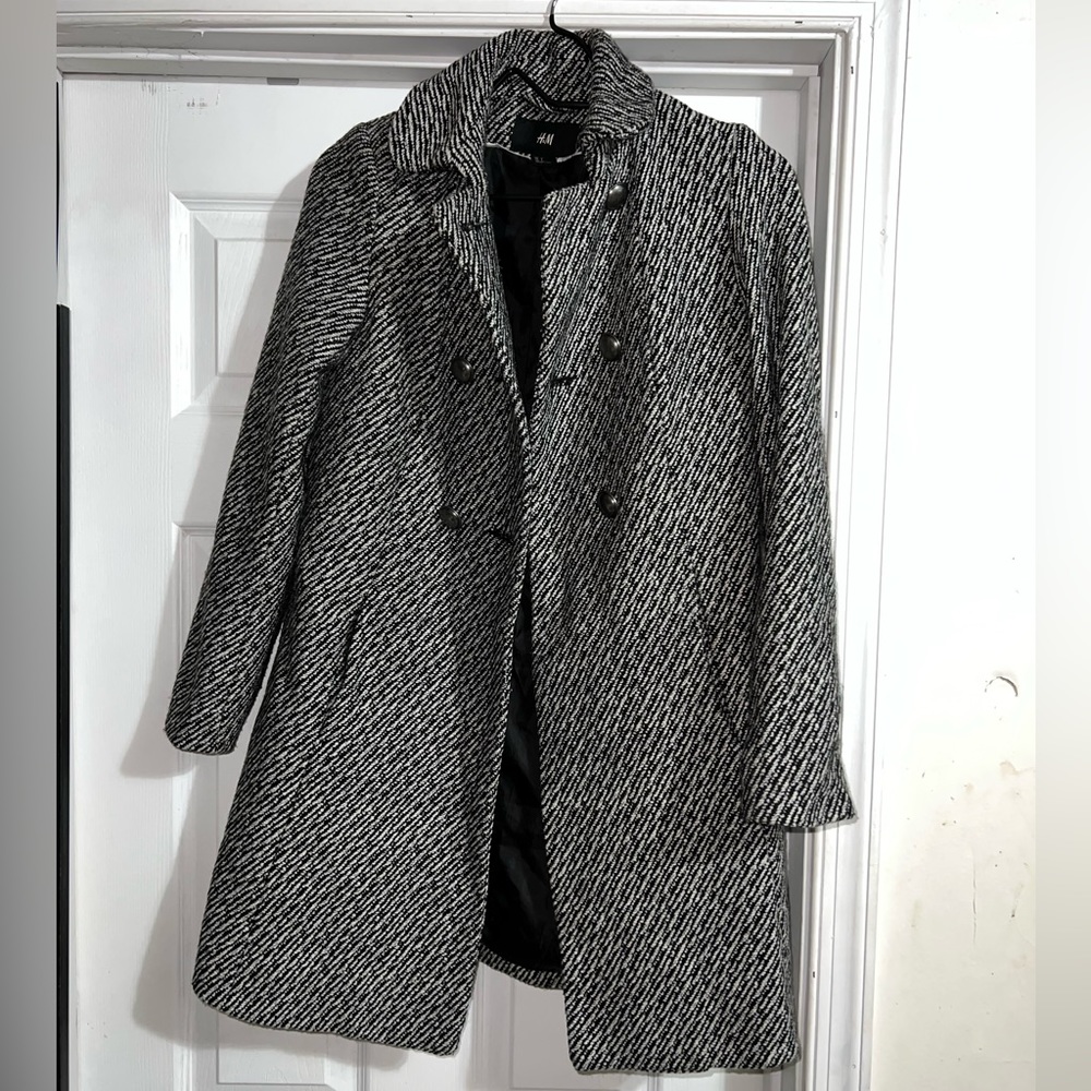 H&M Wool Herringbone Pea Coat